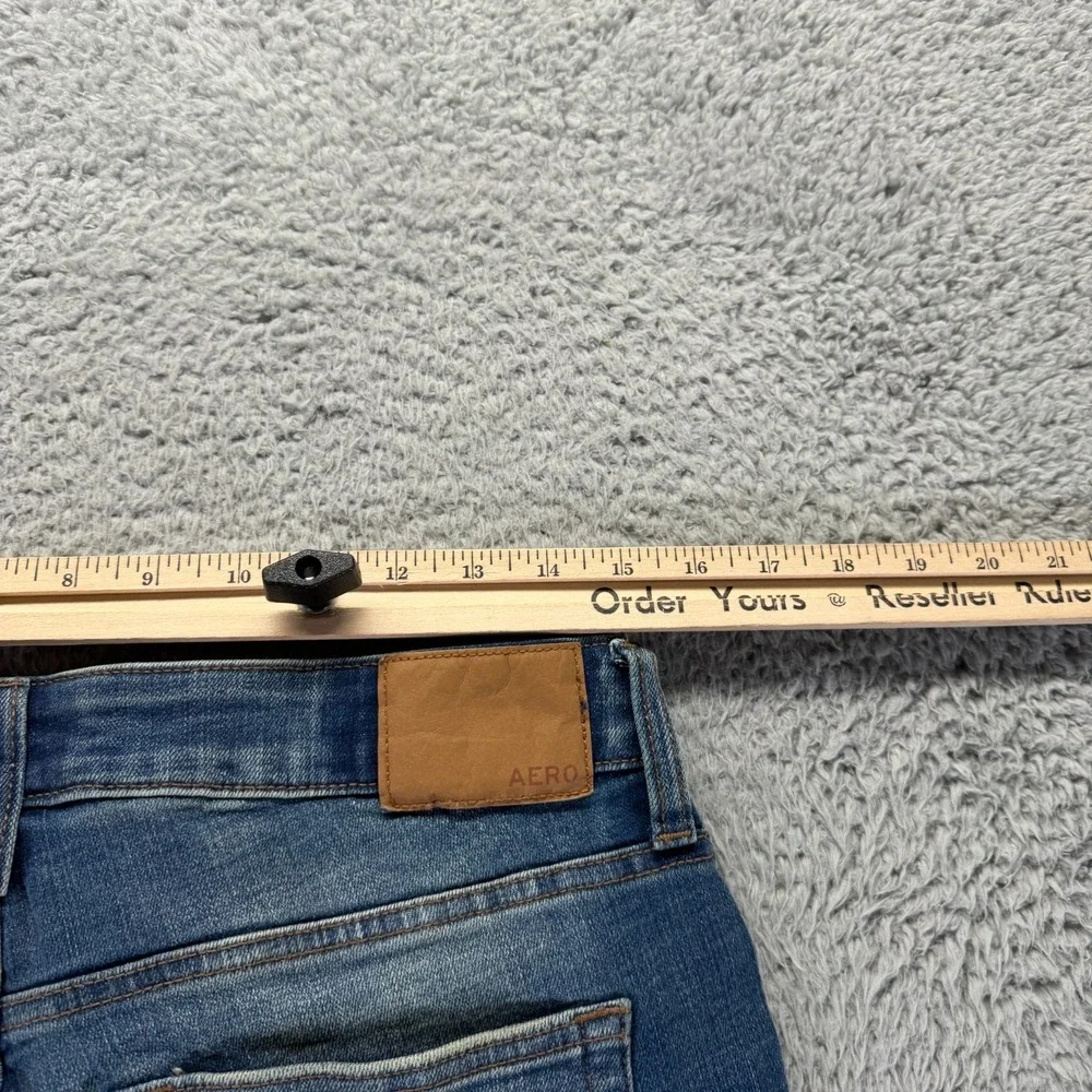 Aeropostale Jeans Mens 30x32 Blue Cotton Denim Straight Slim Distressed Stretch‎